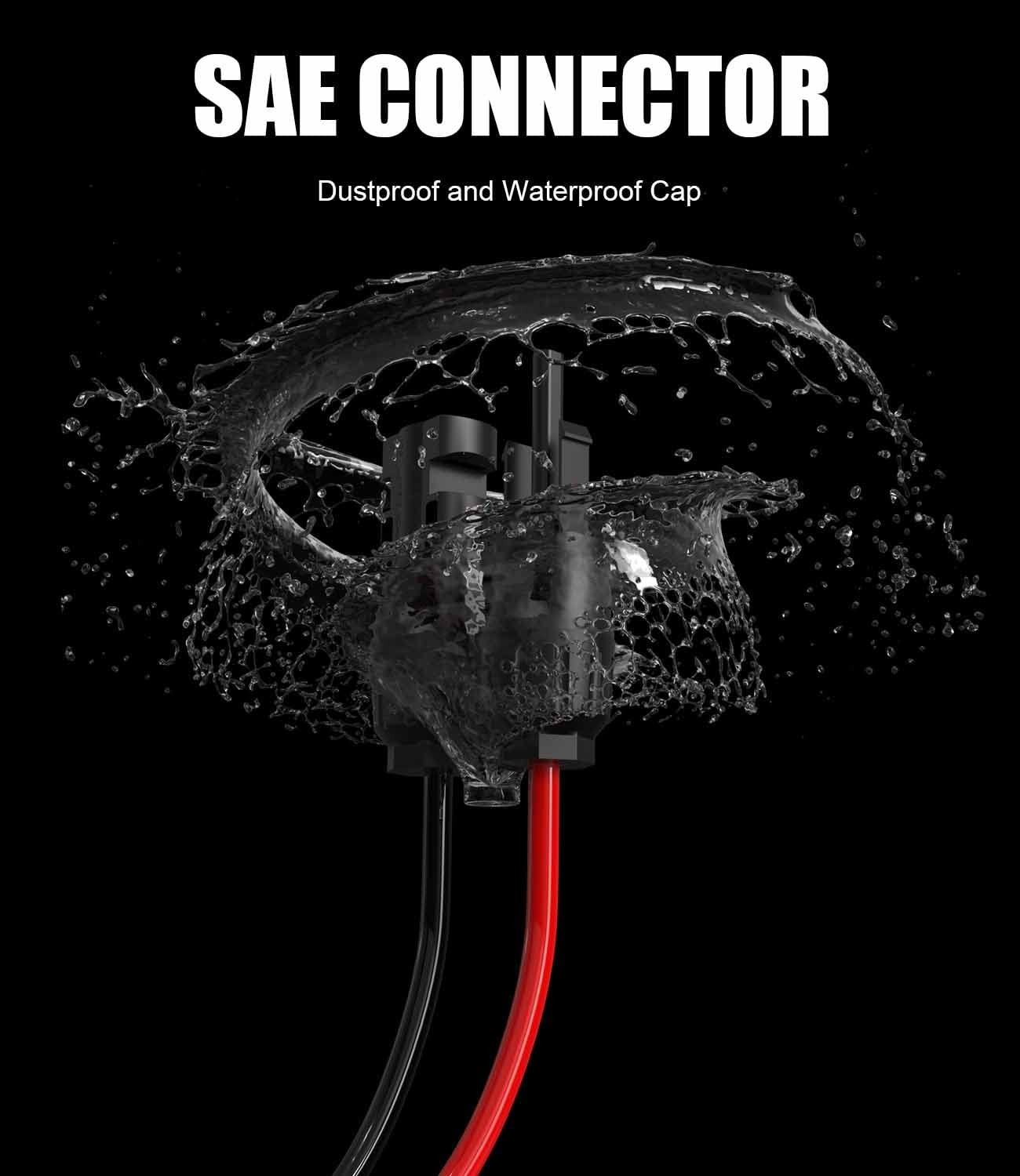 10AWG Solar Extension Cable 30cm SAE PV Wire w/ 2x Polarity Reverse Adapters