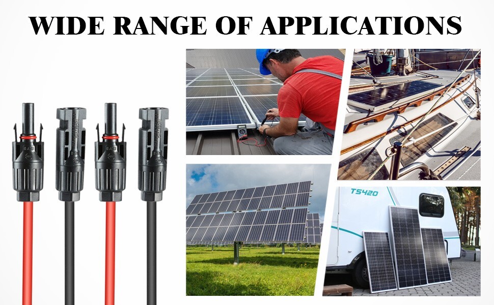 20Ft 12 AWG Solar Panel Extension Cable Solar Wire Connectors for PV connectors