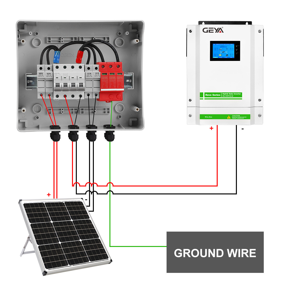 Solar PV Combiner Box Plastic 15A 2strings 1000VDC Circuit Breaker Solar Panel