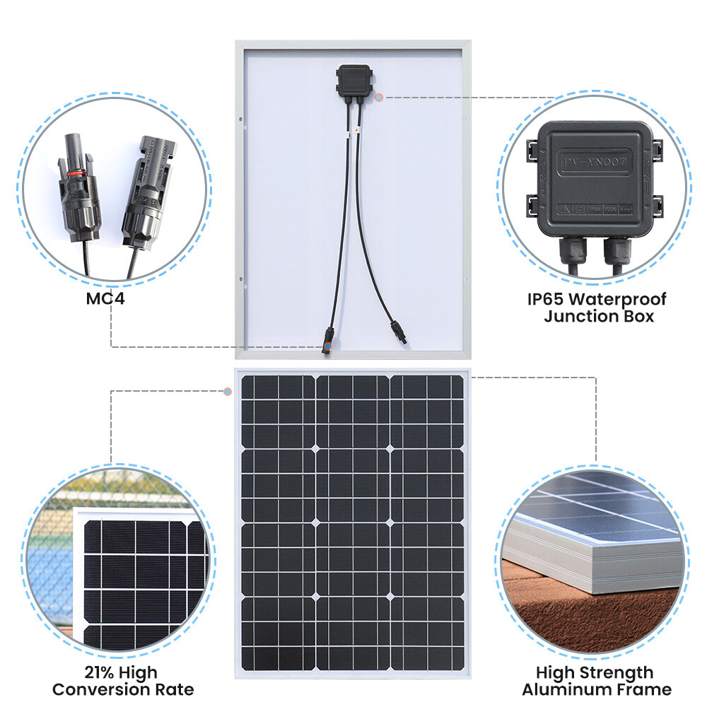 800W Watt Mono Solar Panel 12V Battery Charger Home Boat RV Camp Off-Grid Power