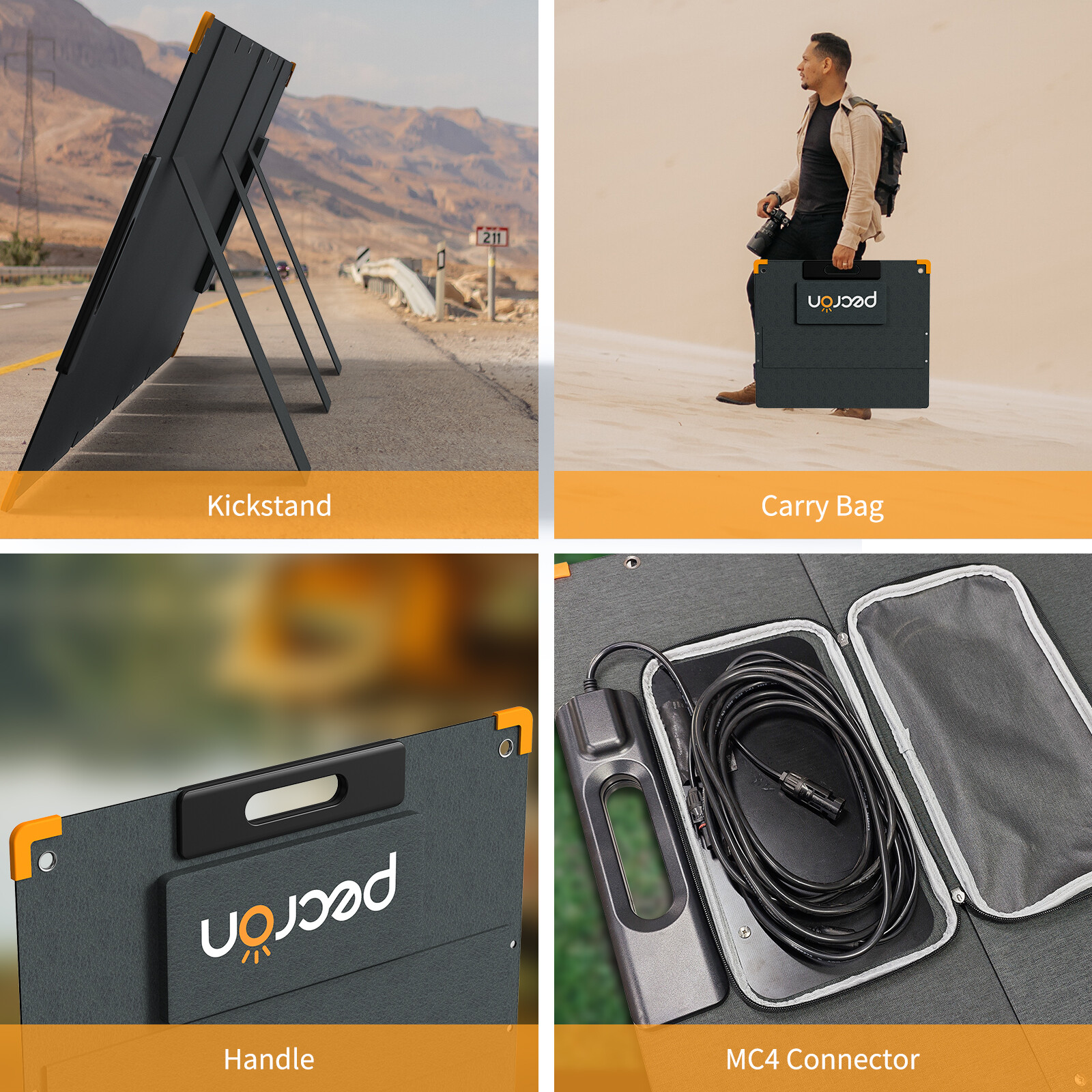 Used-pecron 100W 200W Foldable Portable Solar Panel for Power Station Solar