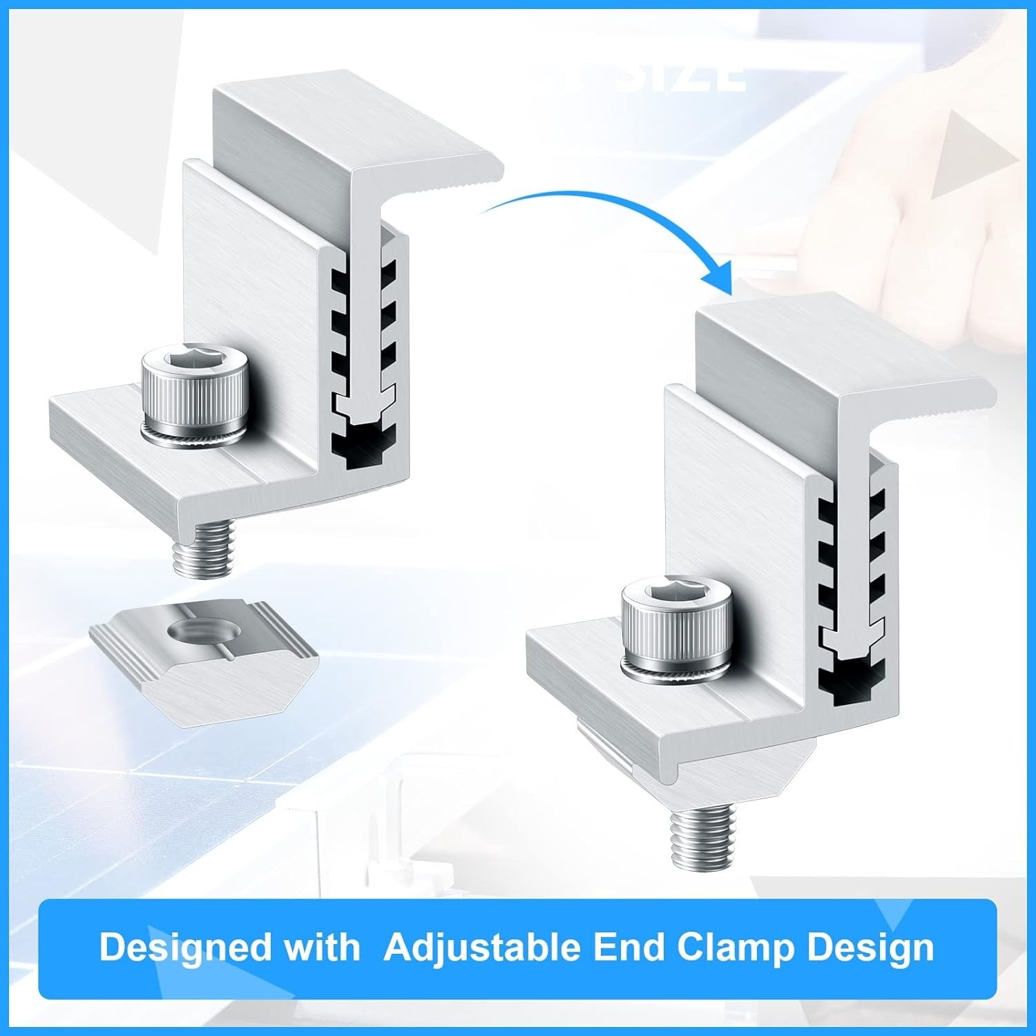 40 Pack Adjustable Solar Panel End Clamps – Durable Aluminum Mounting Hardware
