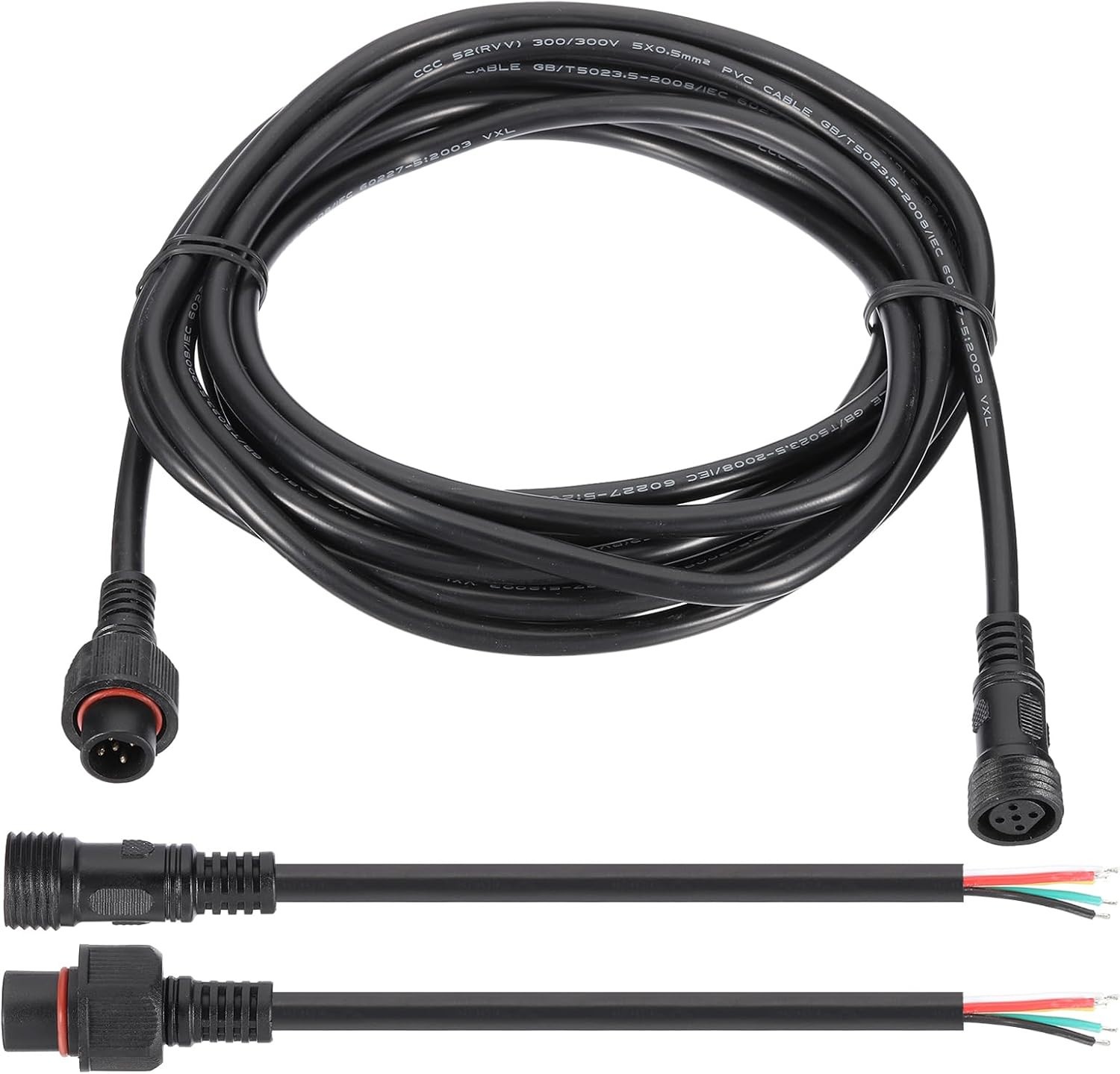 16.4Ft 20AWG 5 Pin Extension Cable Wire with 7.87″ Male Female Connector