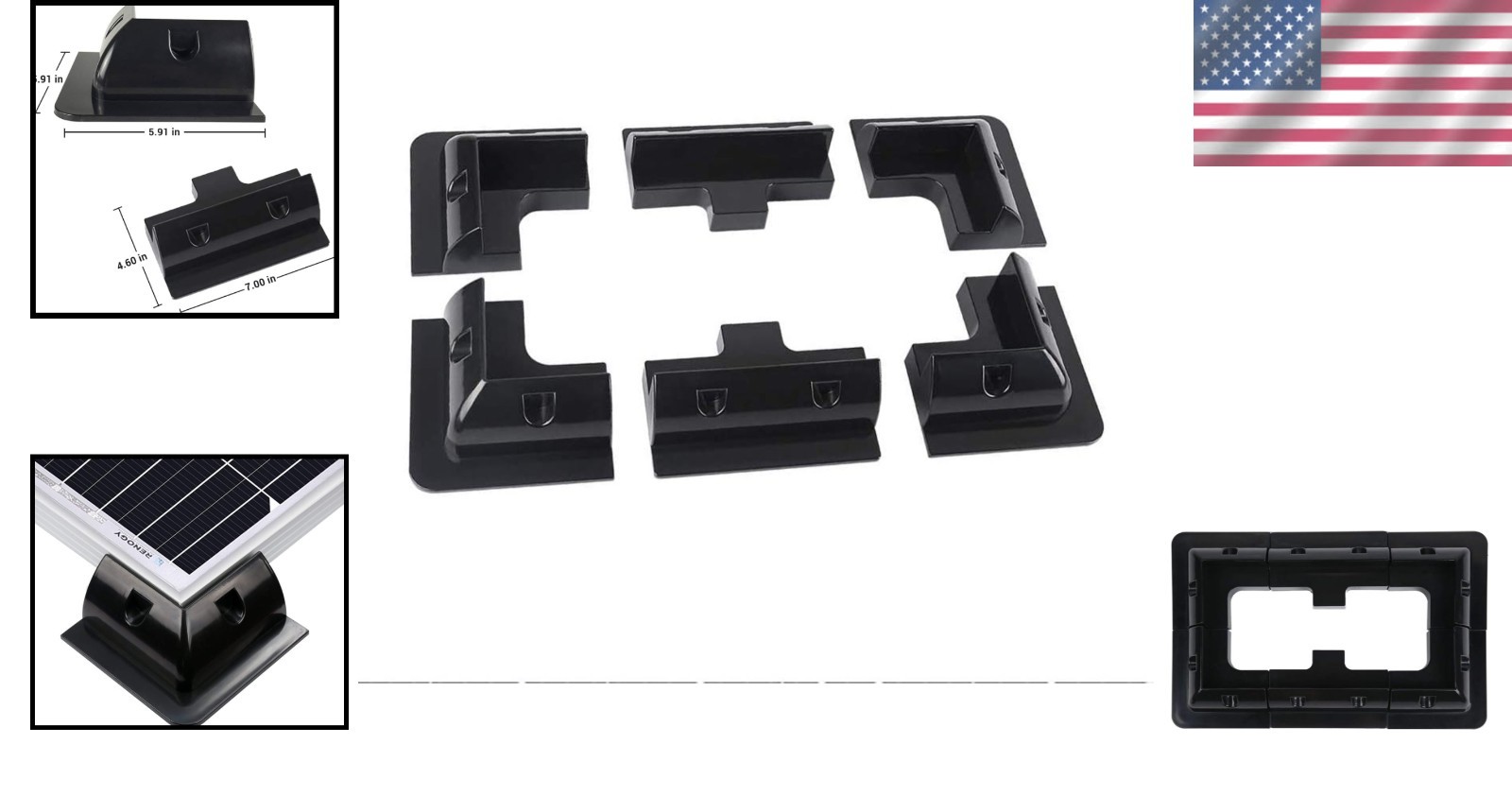 Lightweight Drill-Free Corner Bracket for Solar Panels – 1 Set for RVs & Boats