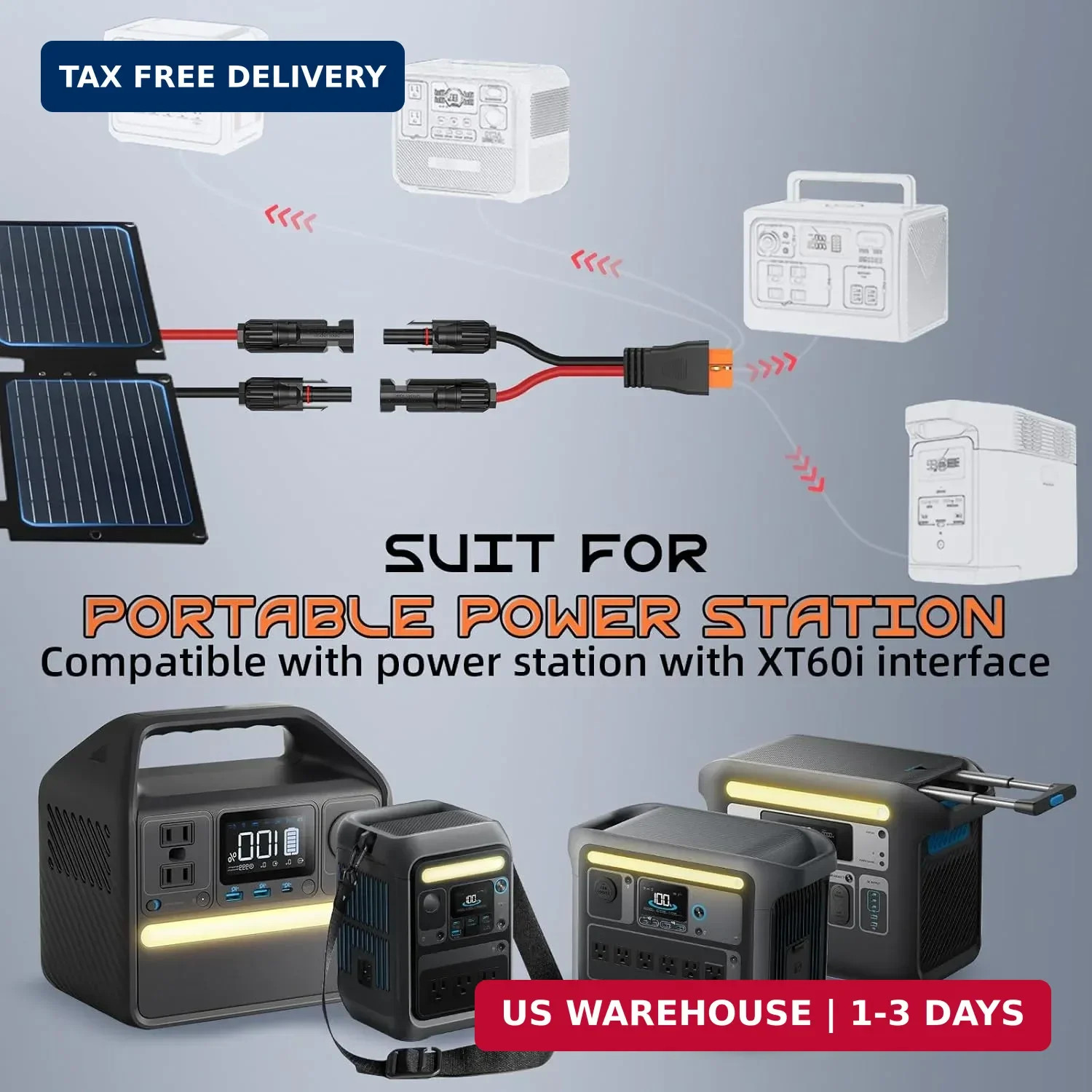 10AWG 10FT Solar to XT60i Cable, Gibbab 3 10 25FT Solar Panel Connector to XT60i