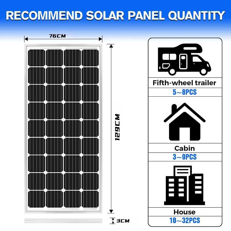 NEW 200W Watt Mono Solar Panel 12V Battery Charger Home Boat RV Off Grid US