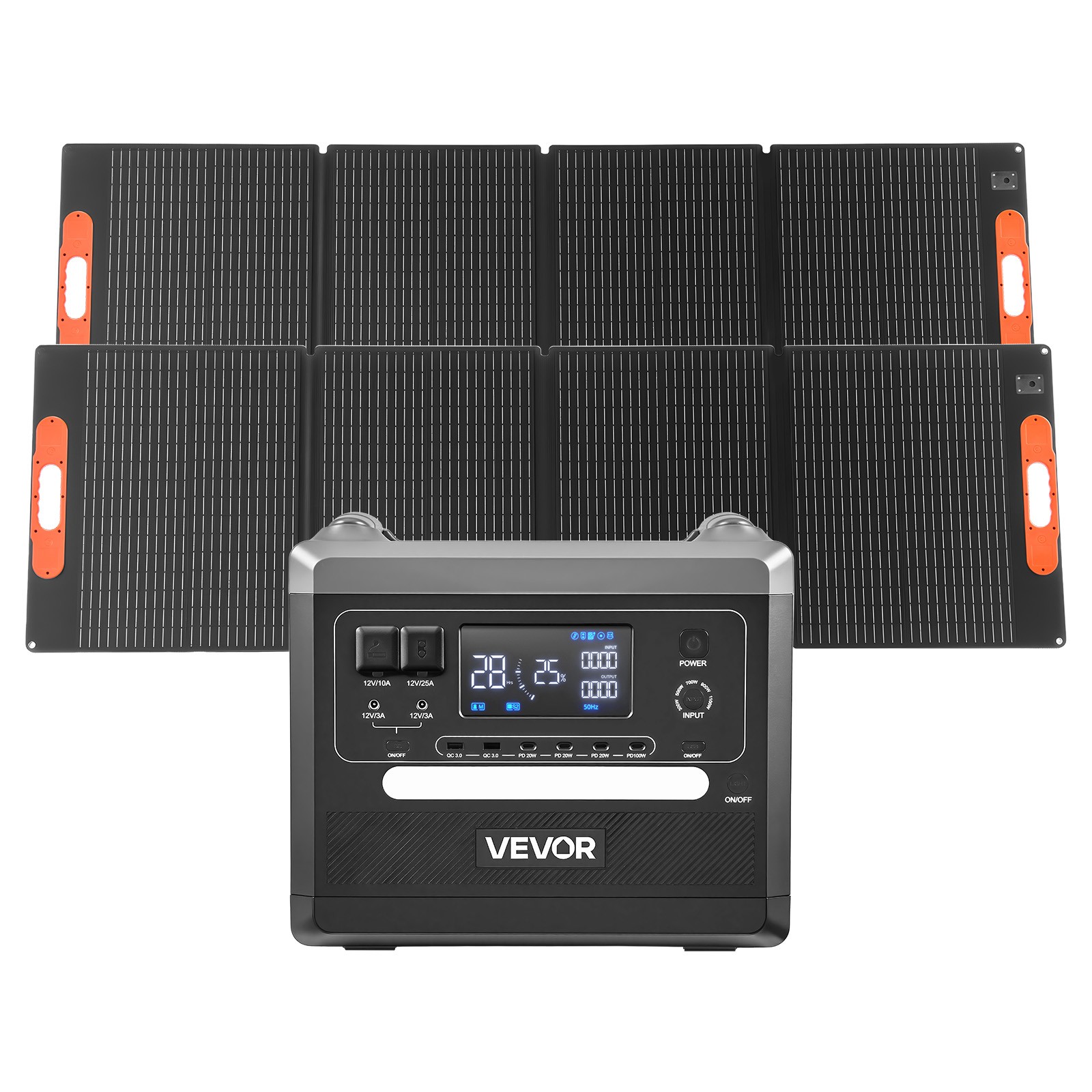 VEVOR Portable Power Station 2400W 2160Wh with 2PCS 200W Foldable Solar Panels