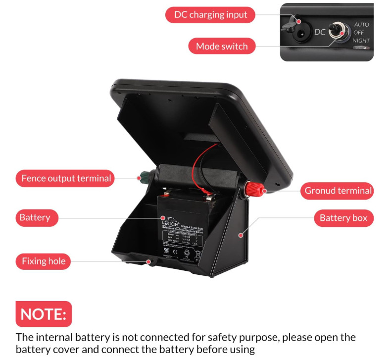 10 Mile Solar Fence Charger, 0.16J, Day/Night Mode, 24Hr Protection