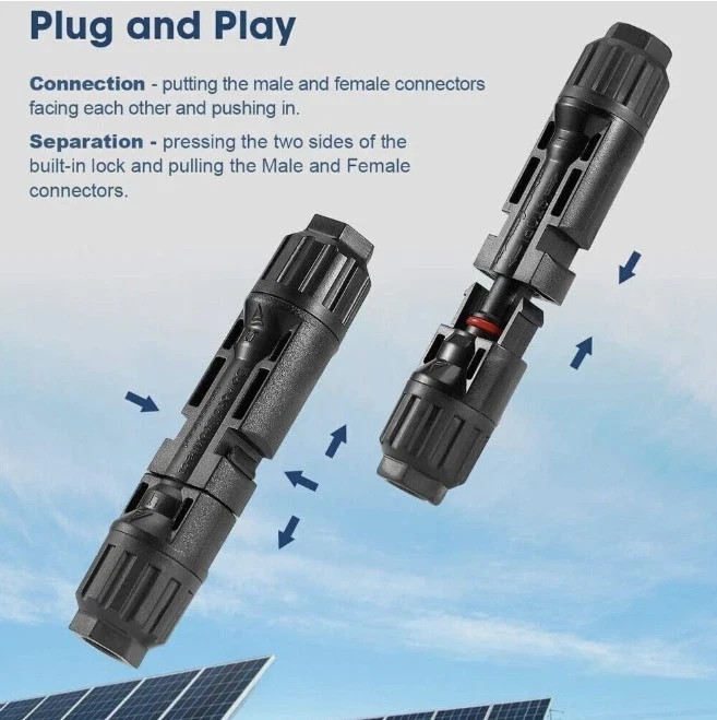 Male Female Wire Cable Connector Set 30A 1000V For Solar Panel Waterproof PVSet.