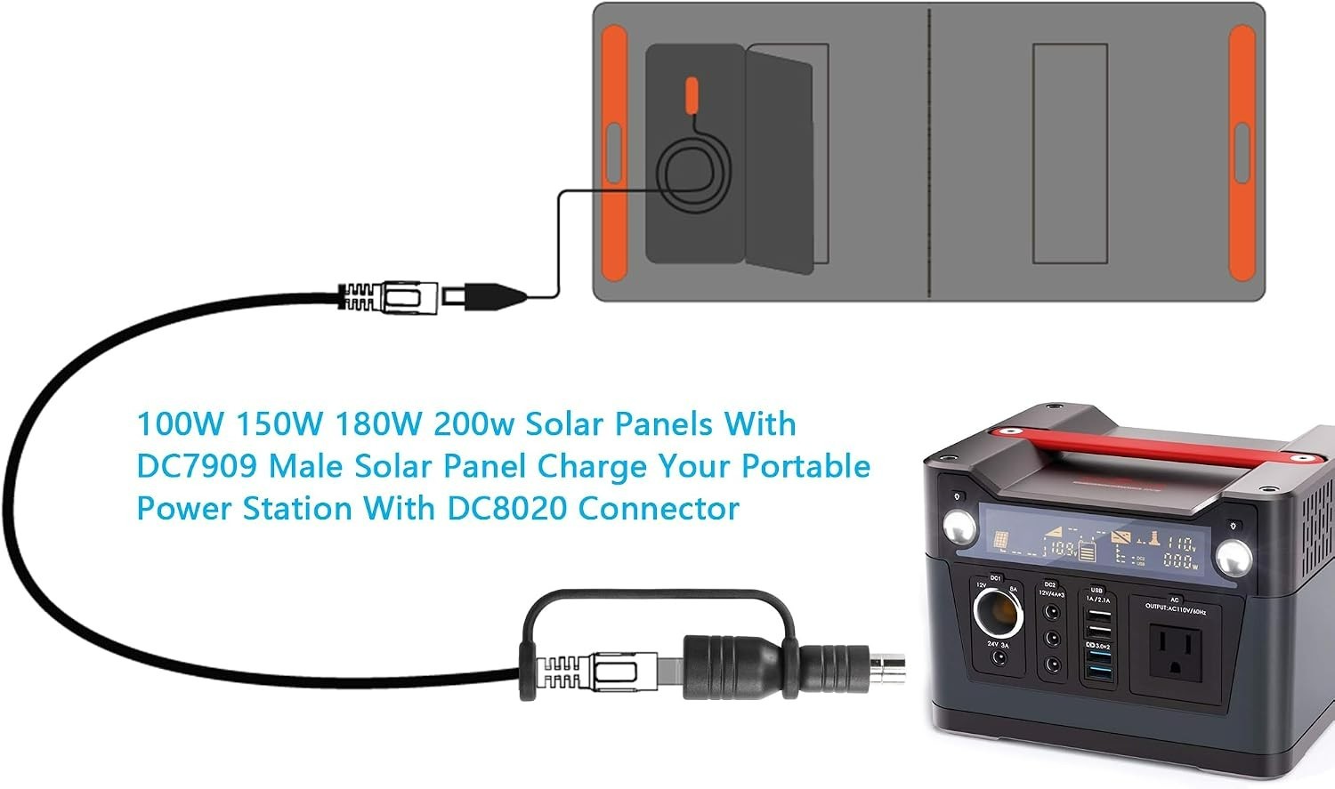 DC7909 Female to DC8020 Male Adapter for Solar Power Station Explorer