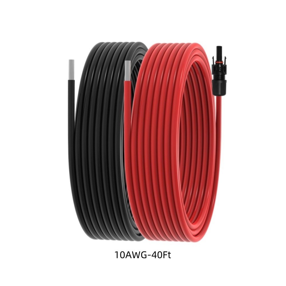 Solar Panel Extension Cable – 10AWG 40FT Solar Wire Cord 10 Gauge PV Wire
