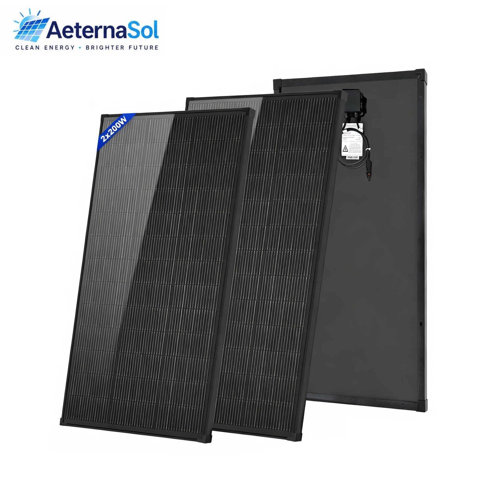 AeternaSol 400W(200W*2) 18V 18BB Solar Panel N-Type Mono Roof RV Boat Off-Grid