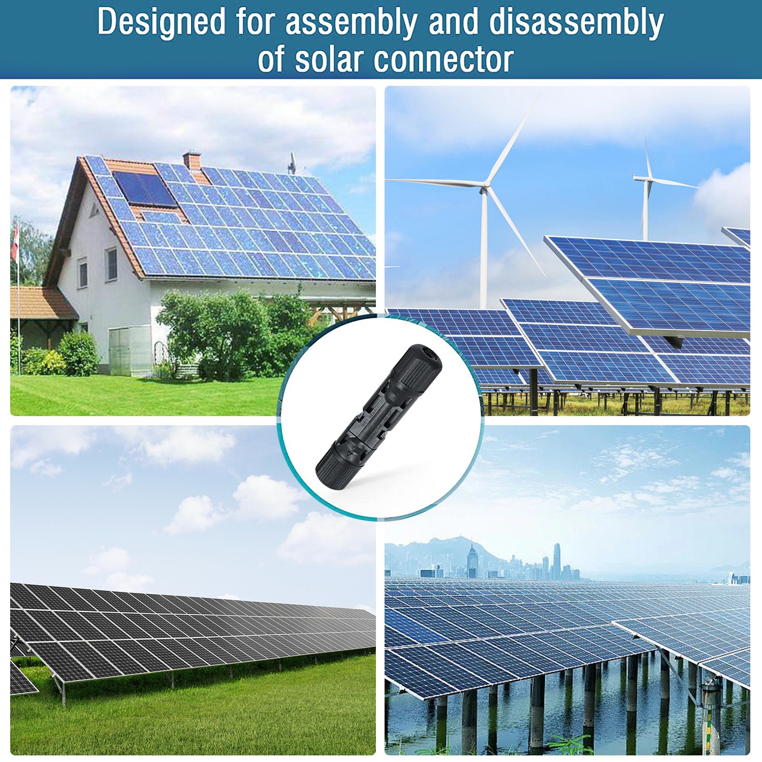 5Pairs MC4 Connectors IP67 30A DC1500V Waterproof for Outdoor Solar Panel Cable