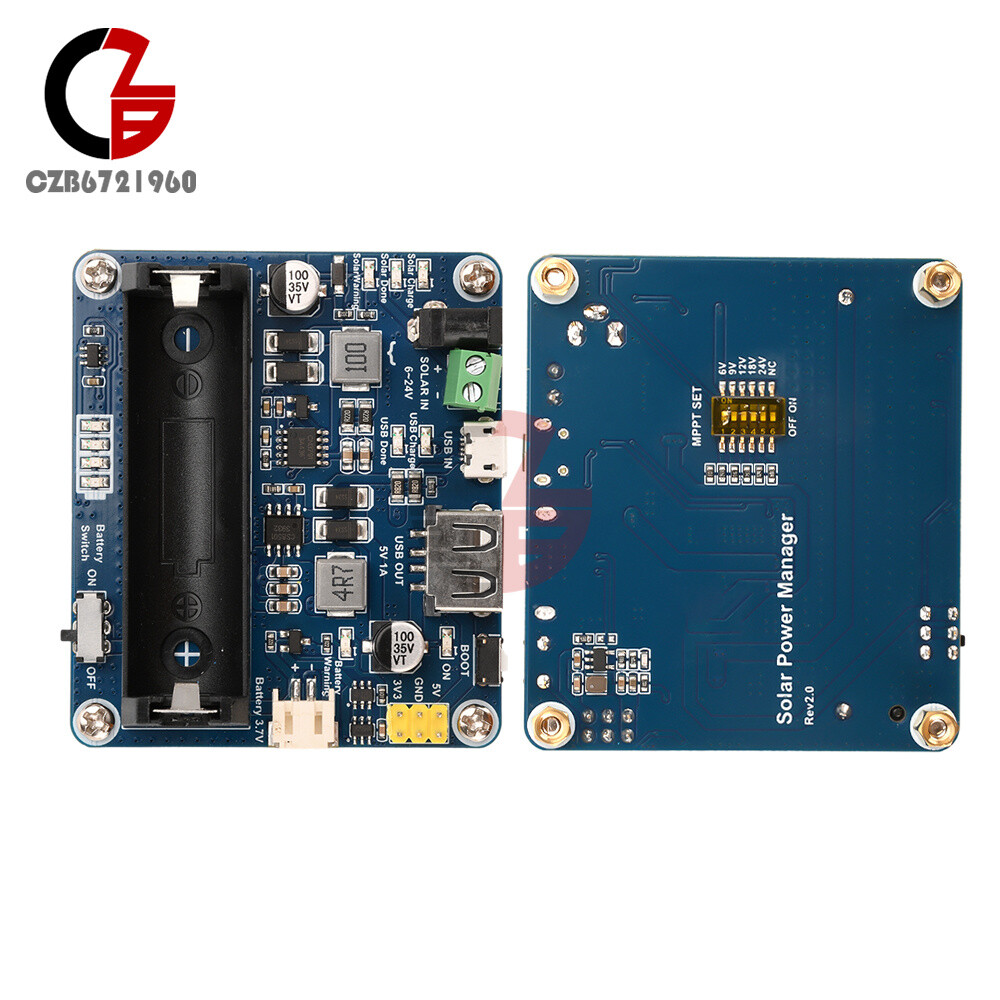 Power Manager Module for 6V~24V Solar Panel Support MPPT USB Battery Charging