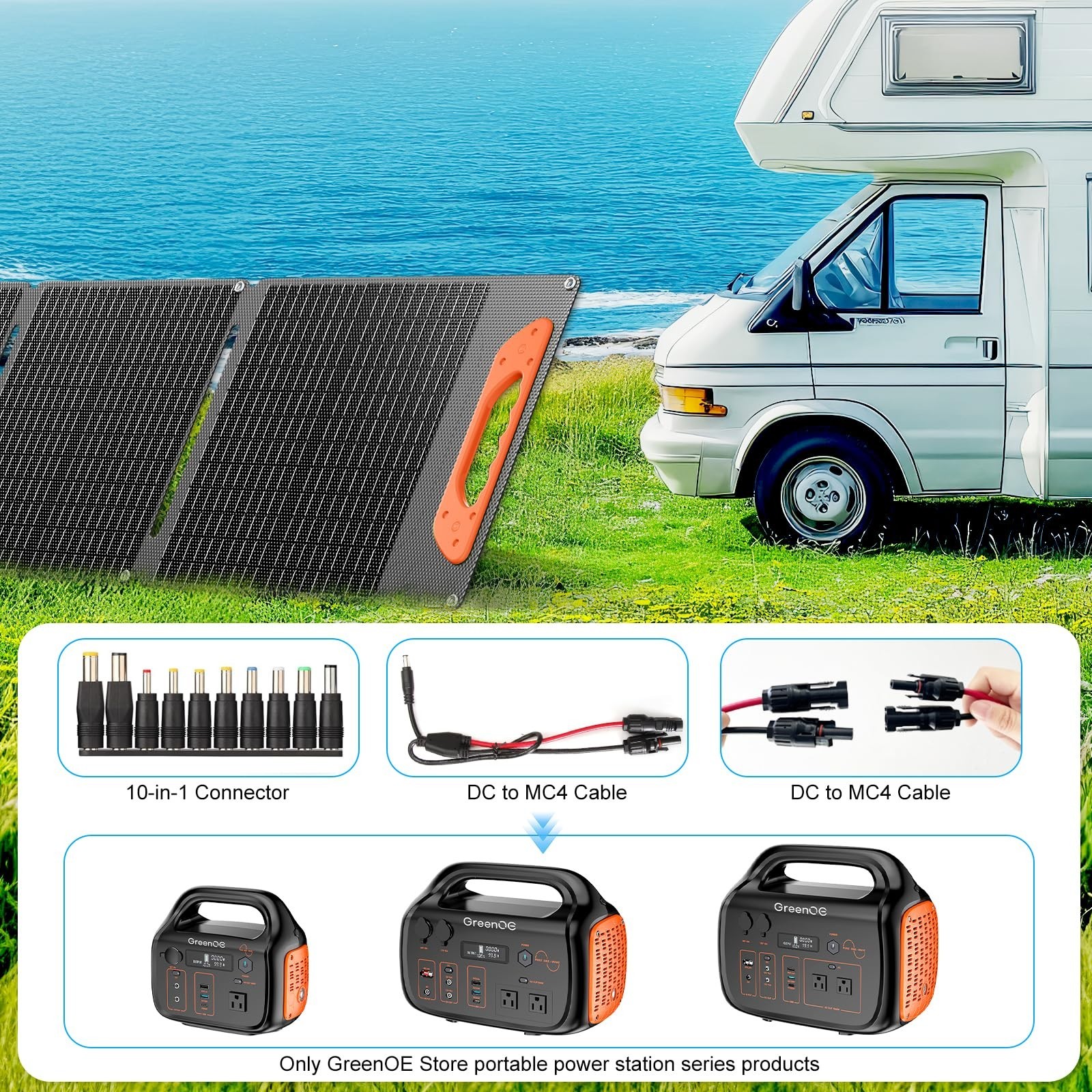 GreenOE 100W Foldable Portable Solar Panel High Efficiency IP67 Waterproof