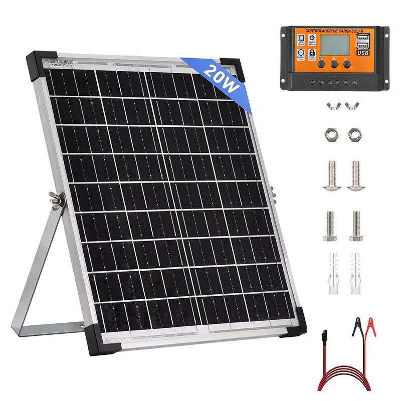 20W Solar Panel 18V Trickle Charger Battery Charger Kit Maintainer Boat Car RV