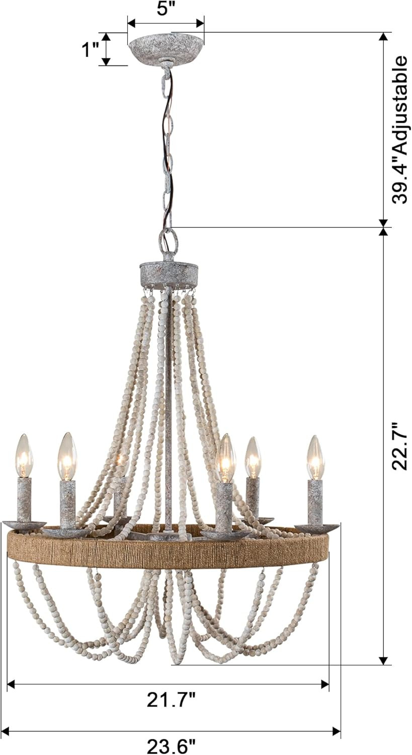 Chandeliers for Dining Room, Bohemia Chandelier Ceiling Light (39.4″), 6-Light