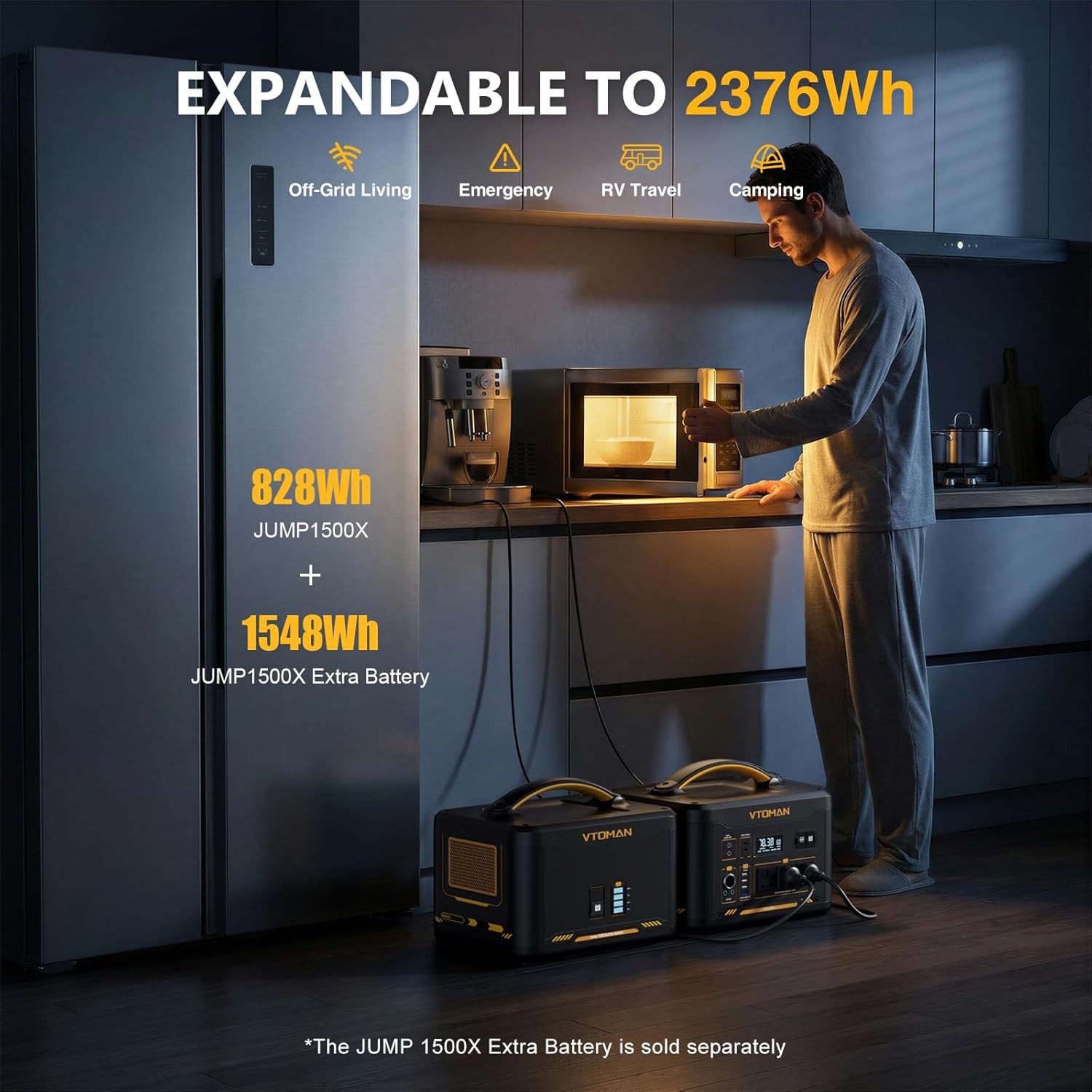 VTOMAN Jump 1500X Portable Power Station 1500W (3000W Peak), 828Wh LiFePO4 (LFP)