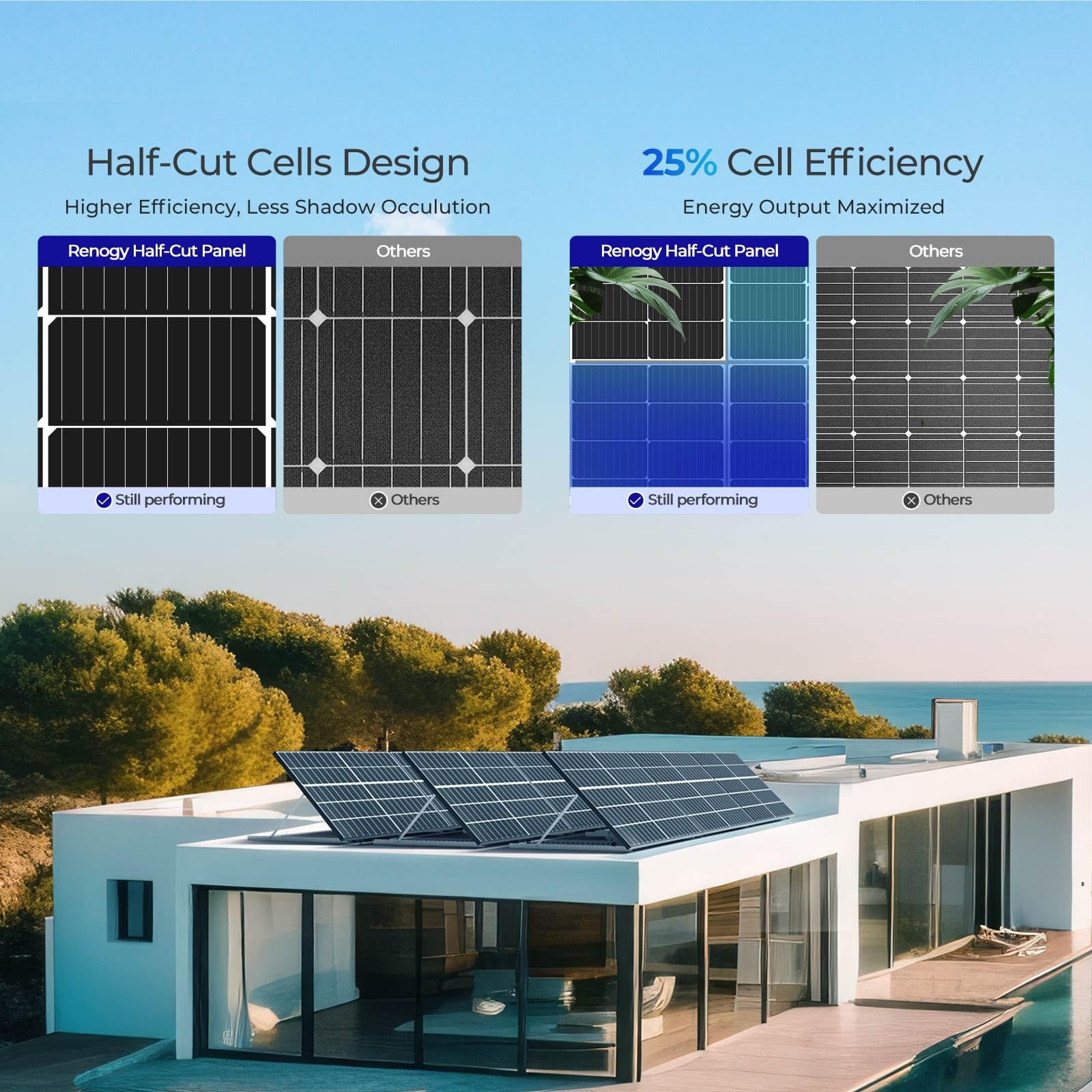 Renogy Solar Panels 640 Watts 12V/24V 2PCS 320W Bifacial Solar Panel Monocrys…