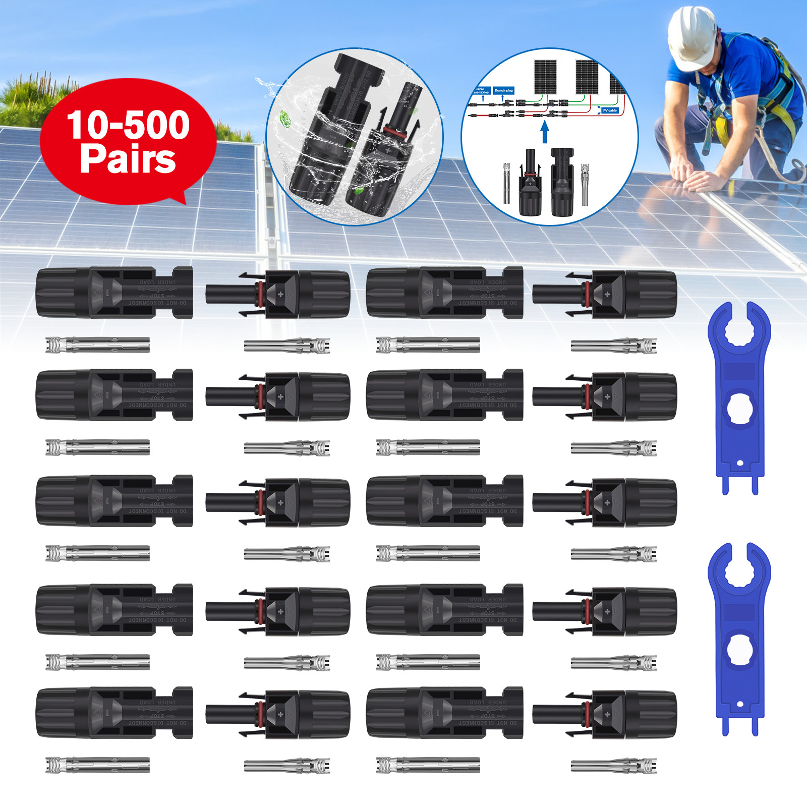 20Pairs 30A Male Female Wire Cable Connector Set Solar Panel Waterproo PV Set