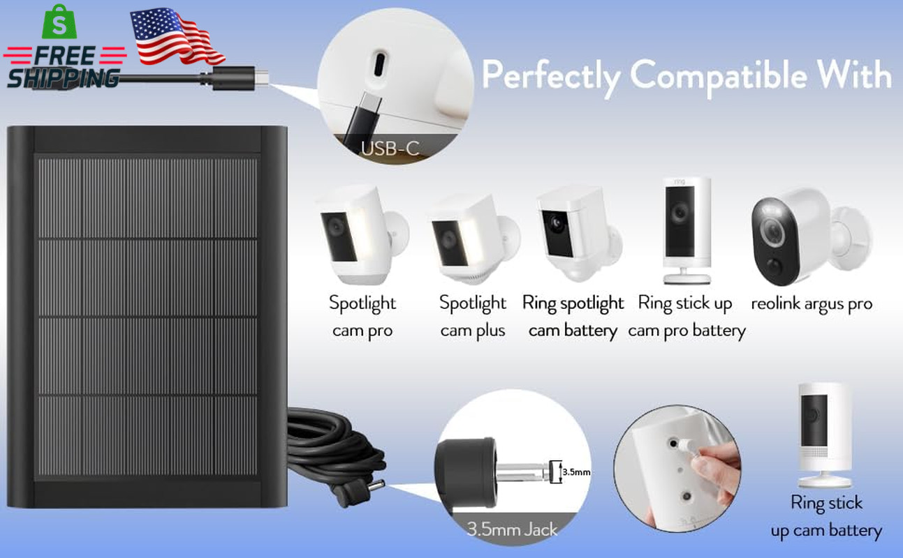 Ring Solar Panel(2Nd Generation), 5W Ring Solar Panel Charger with Mount for Sti