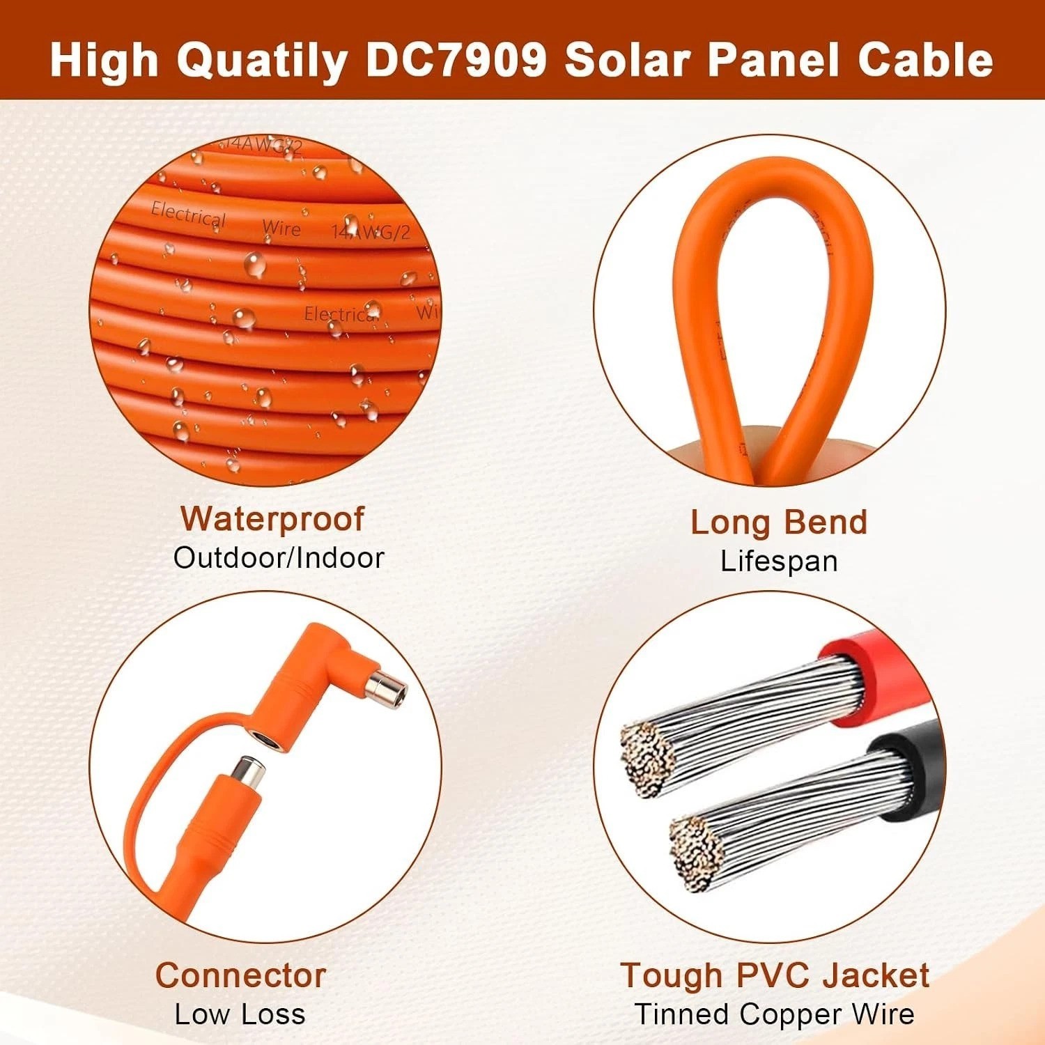 Solar to DC 8mm Charge Extension Cable 25FT,12AWG+14AWG Solar Cable with Sola…