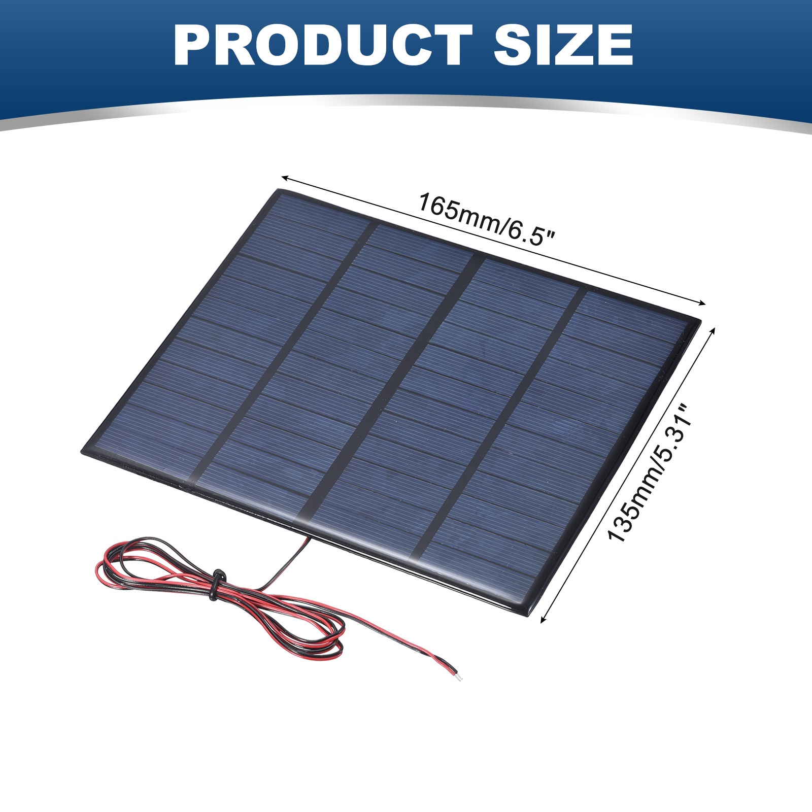 6V 3.3W 550mA Mini Solar Panels with Cable, 165 x 135mm