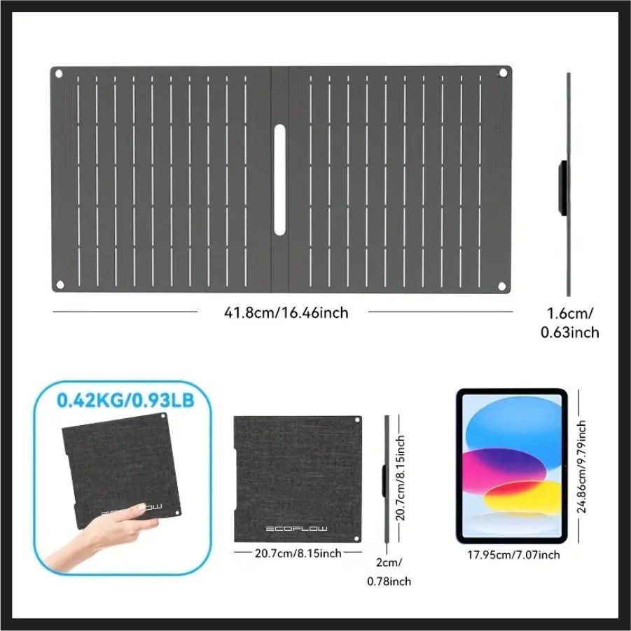 Ecosonique 15W Foldable Solar Charger Panel Dual USB-A & USB-C Fast Charging