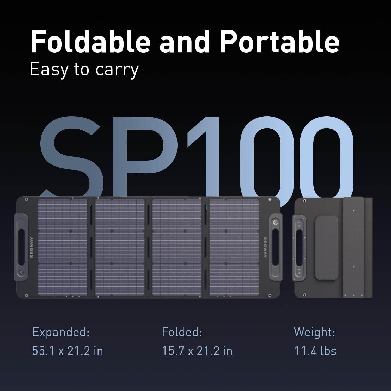 Segway SP100 Portable Solar Panel 100 Watt 20 Volt, High Efficiency Monocrystall