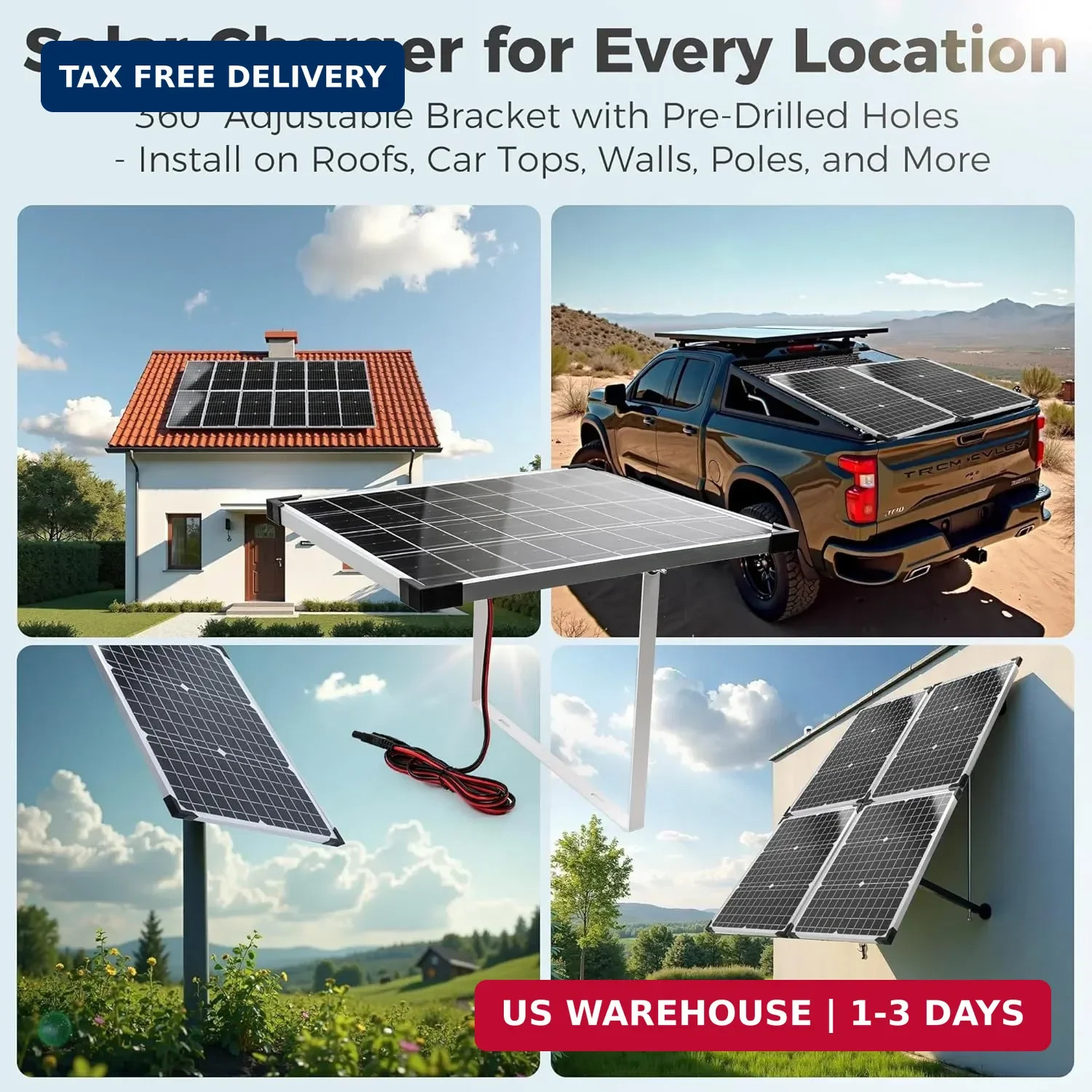 Voltset 12V Solar Battery Charger – 20W Waterproof Solar Panel Kit with Smart MP