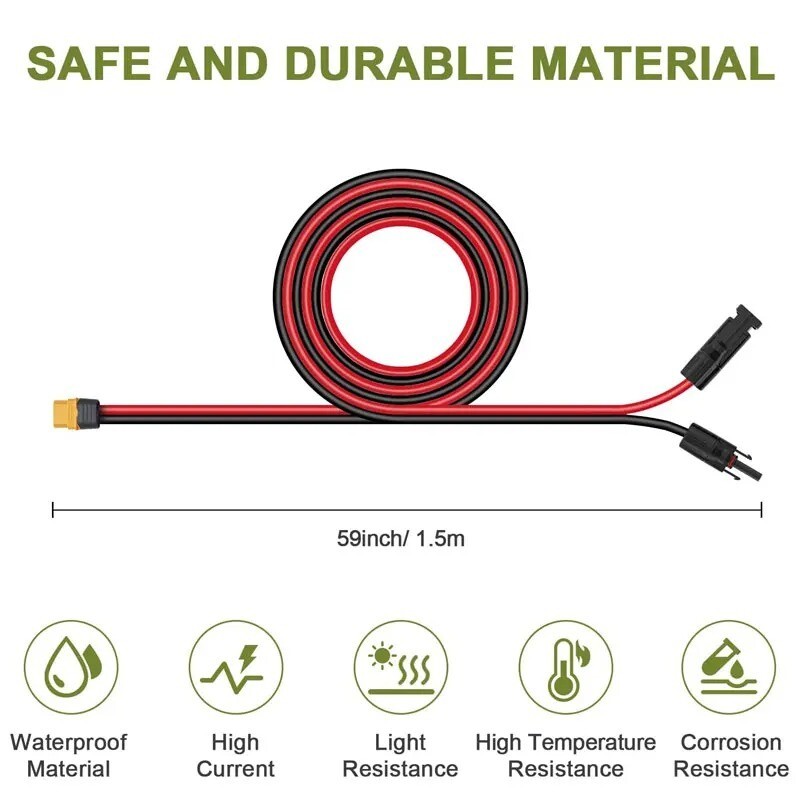 Solar Panel Connector to XT60 Solar Charging Cable for ALLPOWERS R600 R1500