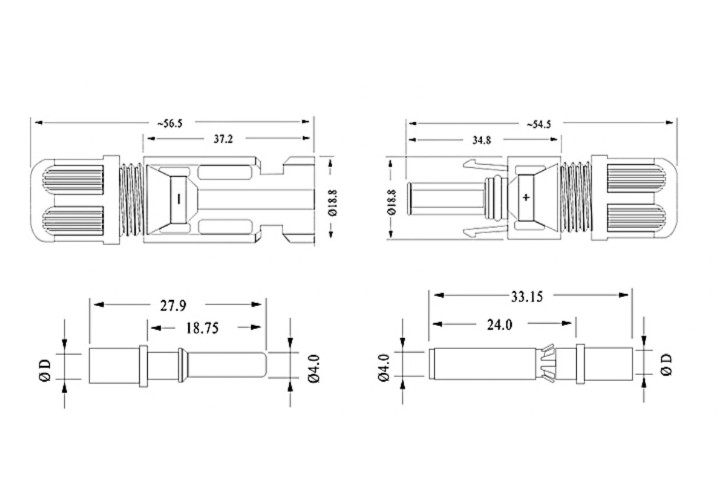1 Pair MC4 Male Female Solar Wire PV Photovoltaic Connectors Cable Coupler M/F