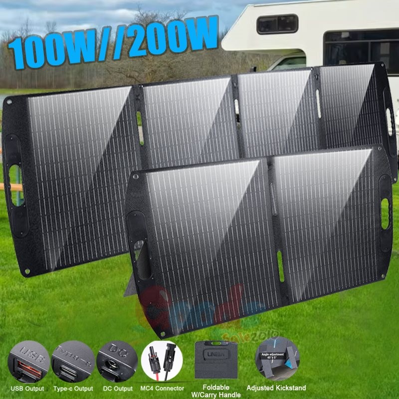 200W Foldable Solar Panel Mono 12V Power Station Camping Home RV Battery Charge
