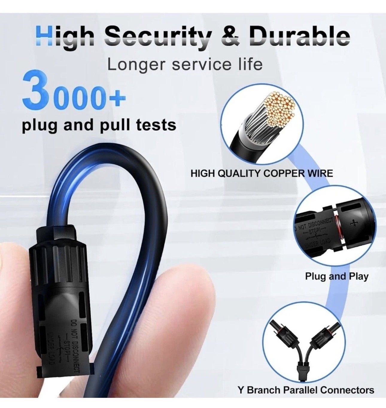 2 Y Branch Connectors Parallel for Solar Panel 1 to 4 (M/FFFF + F/MMMM)