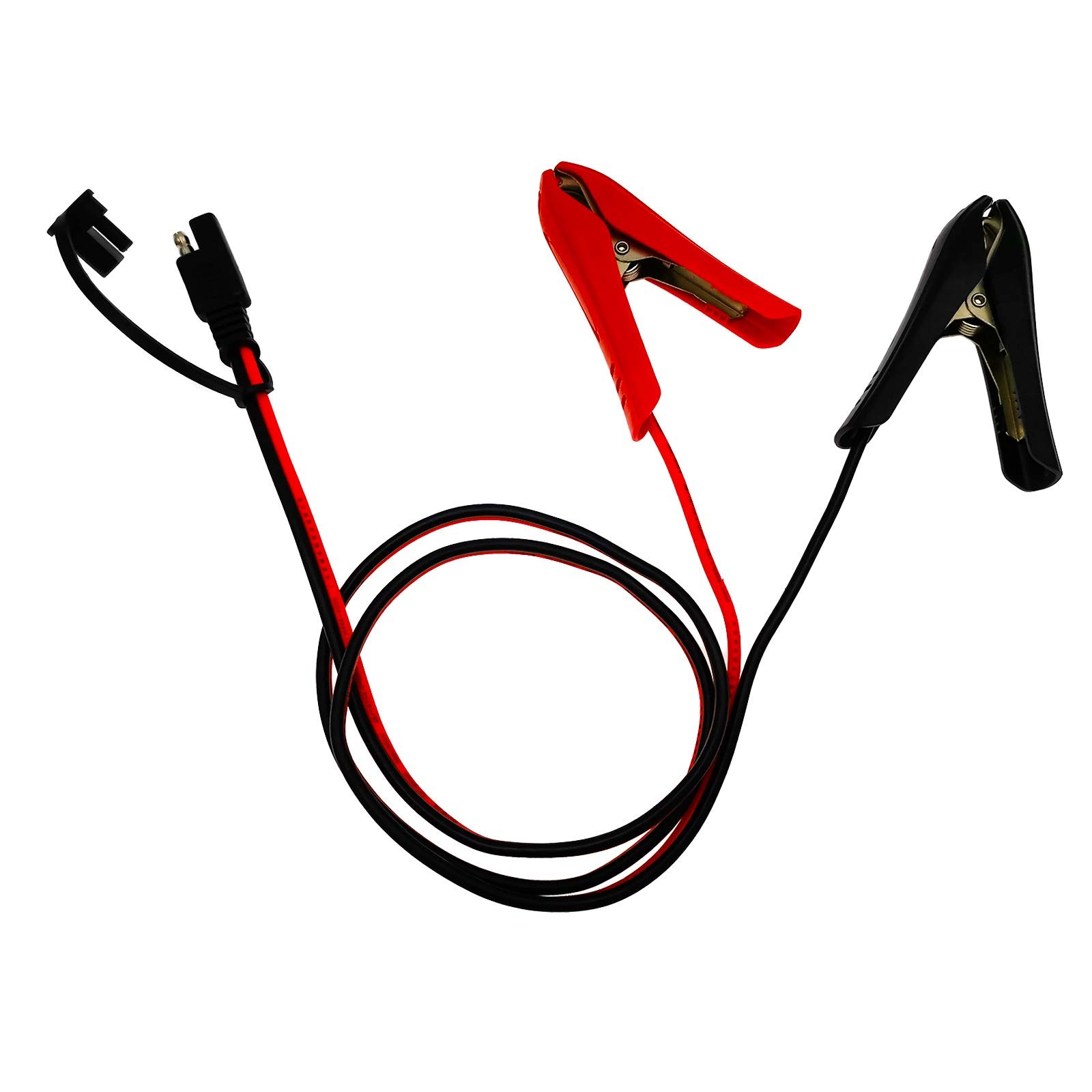 [Updated Version] 3.2FT Battery Clip-on Crocodile Clamps to SAE Connector, 14AWG