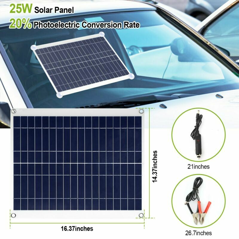 Waterproof Outdoor 12V 25W Solar Panel Kit For RV Car Boat Car Battery Charger