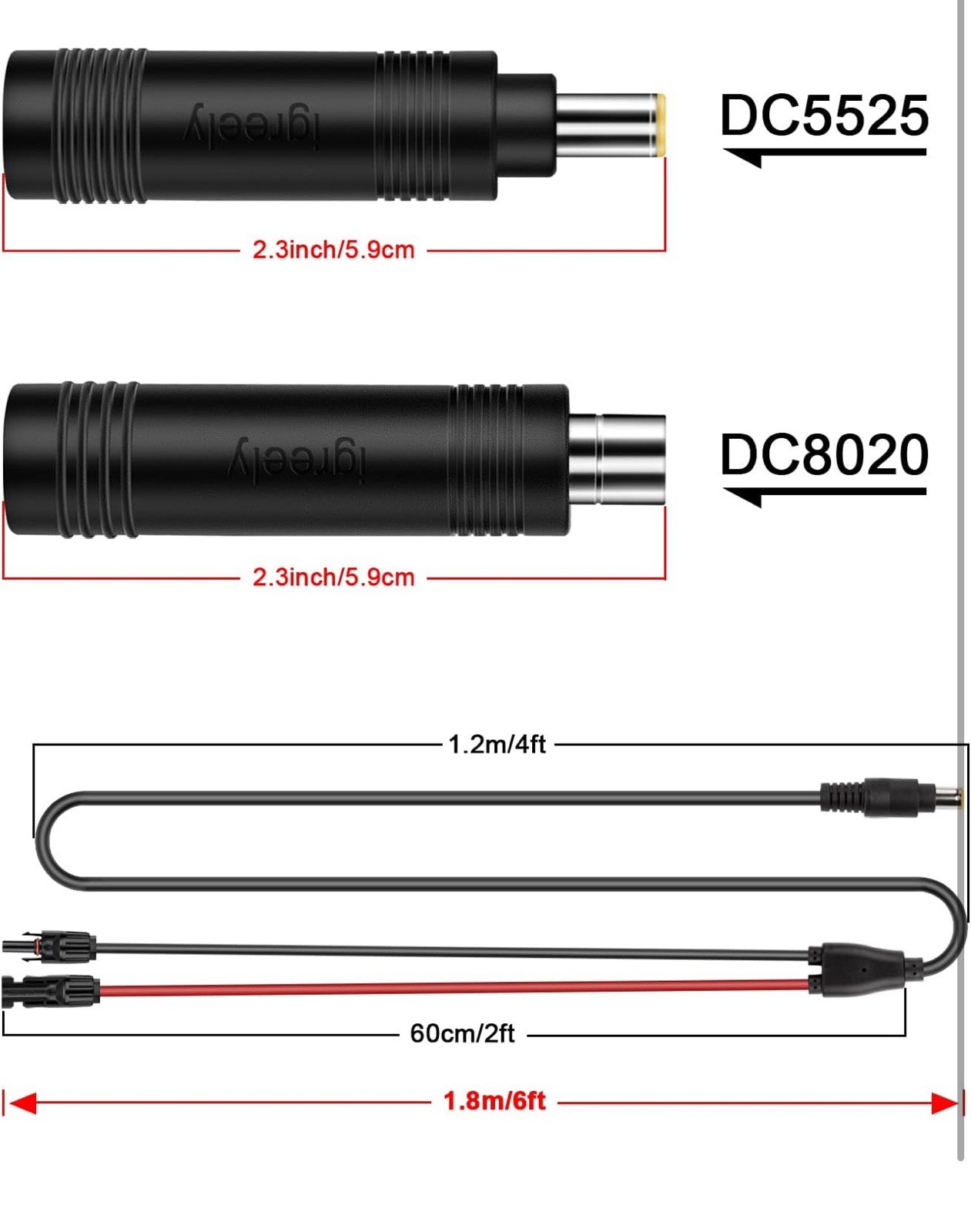 Solar Panel To 8mm Adapter Cable Dc 8mm Connector With Dc 5.5X2.5mm Converter📦