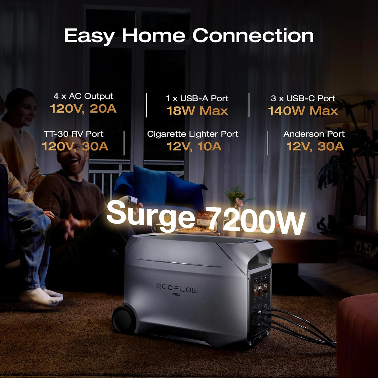 DELTA 3 Ultra plus Portable Power Station, 3072Wh Lifepo4 Battery, 3600W (7200W