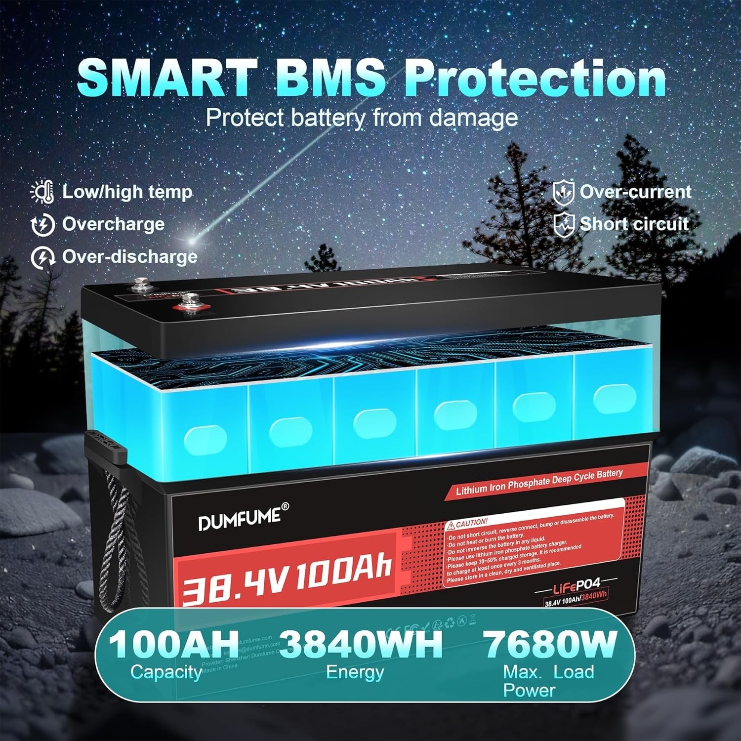 36V 100Ah LiFePO4 Lithium Battery 200A BMS 15000 Cycles For Golf Cart Off-grid