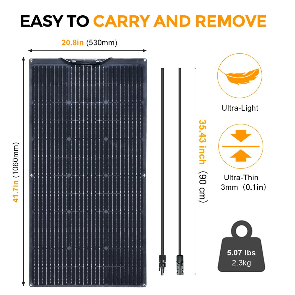 200W 400W 800W Watt Flexible Mono Solar Panel 12V Portable RV Home Boat Camping