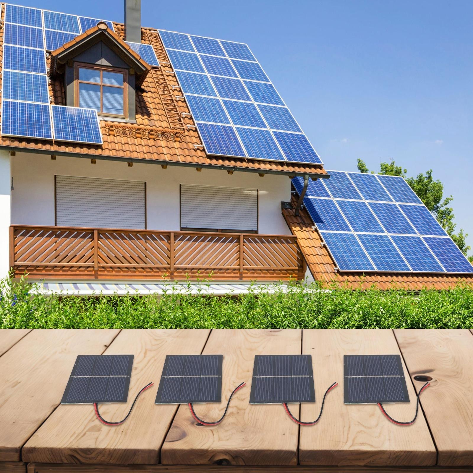 Compact 4 Pack 065W 15V Solar Panels with Wires for Small Device Power 60x80mm