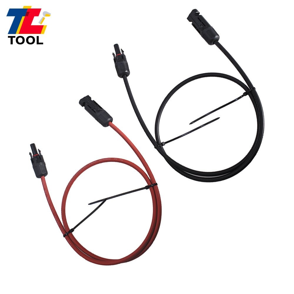 1 Pair Black + Red 3 Feet Solar Panel Extension Cable Wire Connector 10 AWG