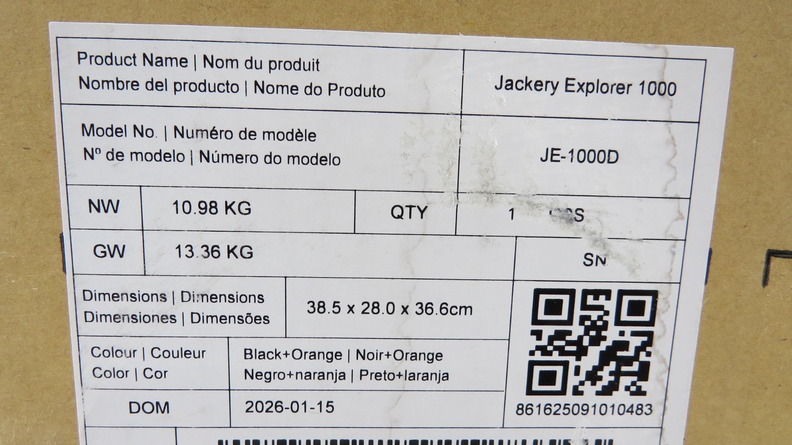 Jackery Explorer 1000 V2 Portable Power Station Solar Generator JE-1000D 1070Wh