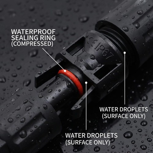 1pr Solar Panel Connectors, 1000V 30A IP67 Waterproof, Compatible 2.5/4/6mm² 12z