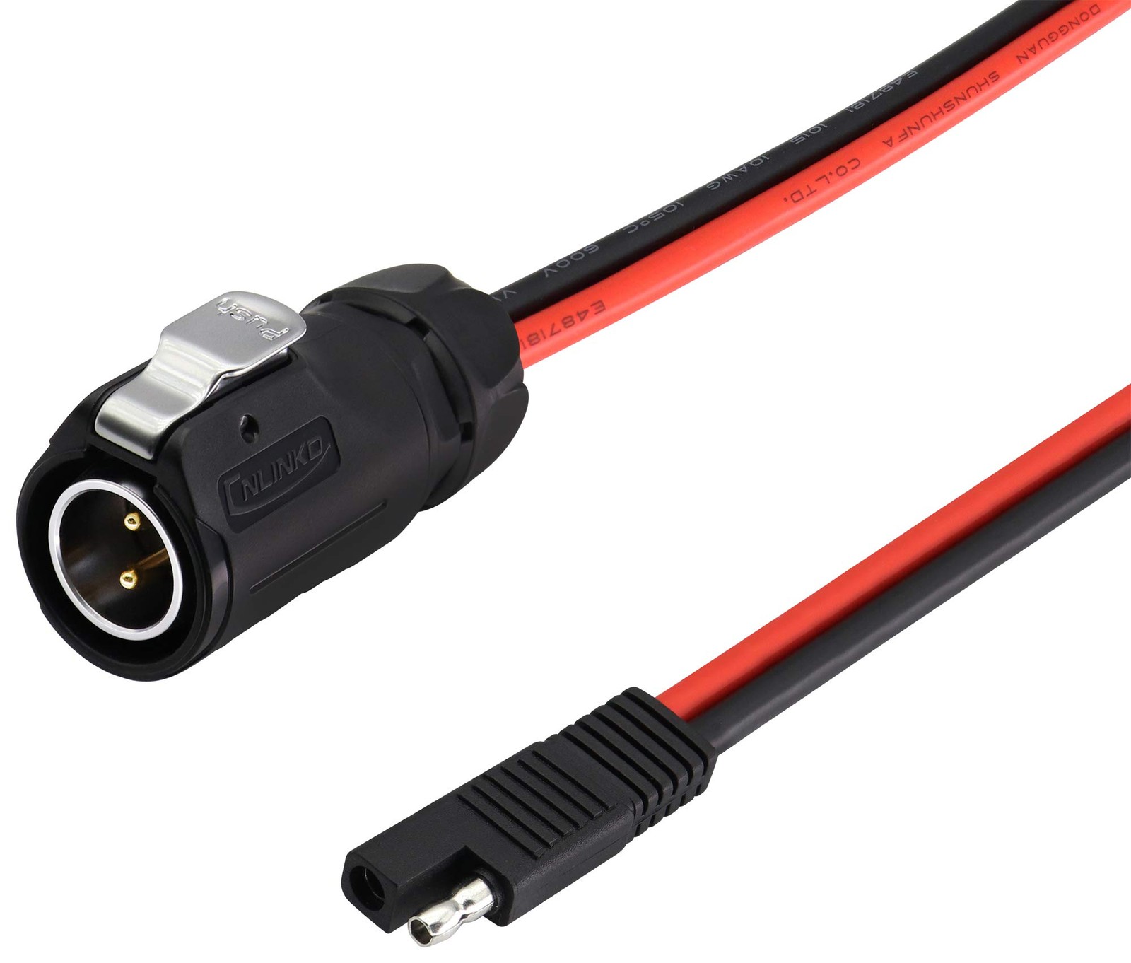 2 Pin Power Industrial Circular Connector to SAE Cable for Solar Panel Suitca…