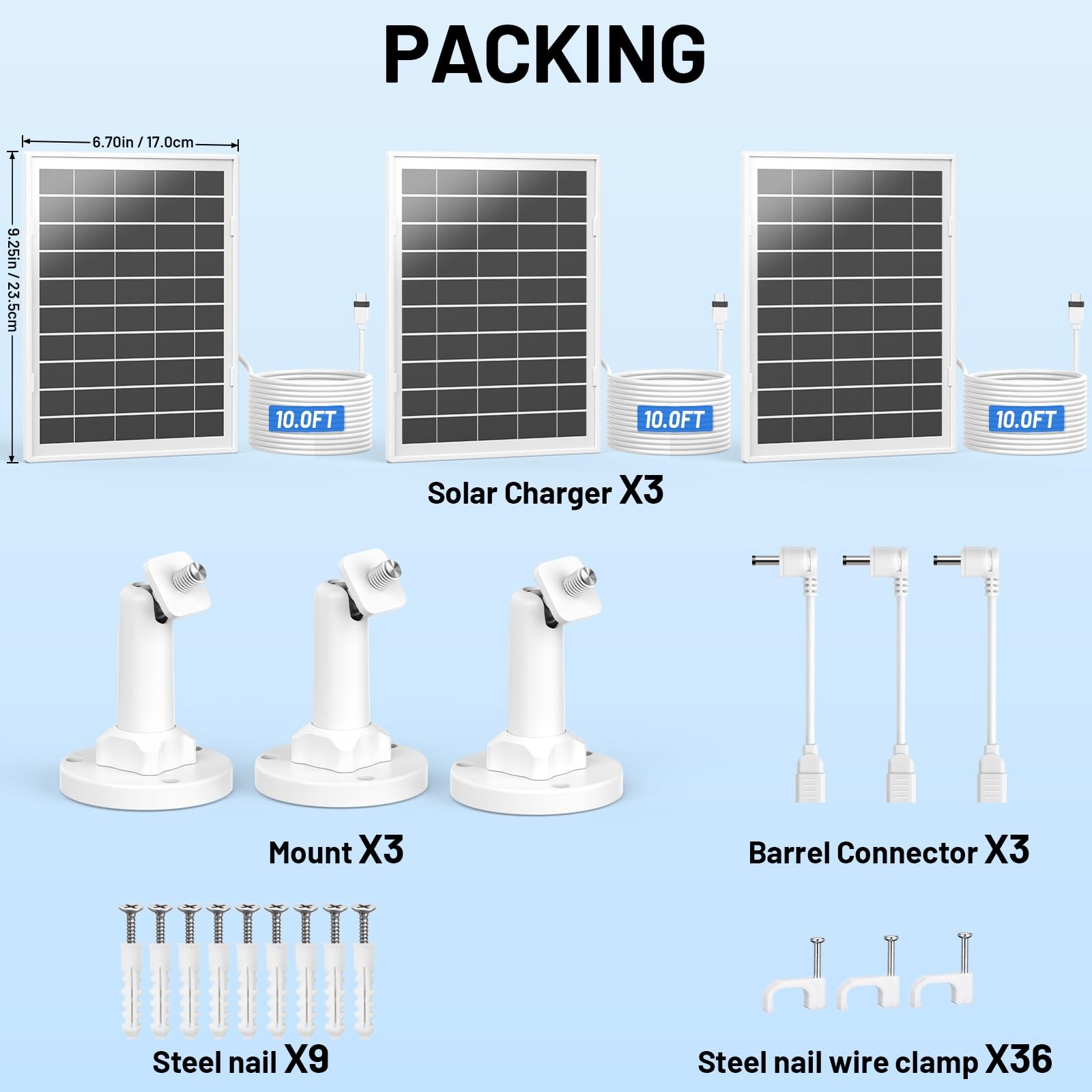 7W Solar Panel for Ring Stick Up Cam, Spotlight Cam Plus/Pro – 3 Pack