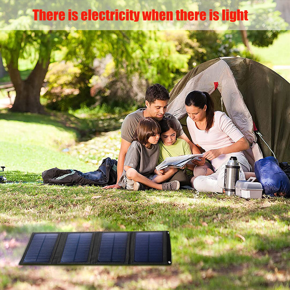 80W Folding Solar Panel Kit Power Bank Phone Charger/Camping Solar Bulb Outdoor