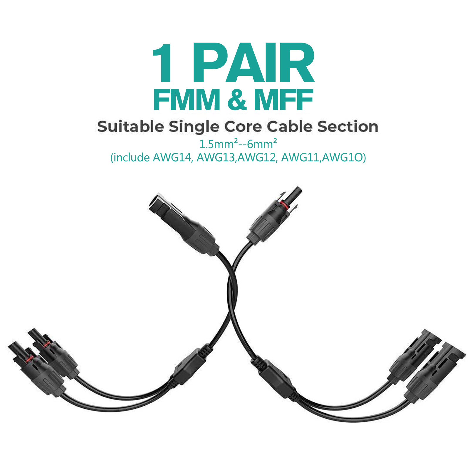 Solar Panel Y Branch Cable Connection Adapter Connector Extension Waterproof