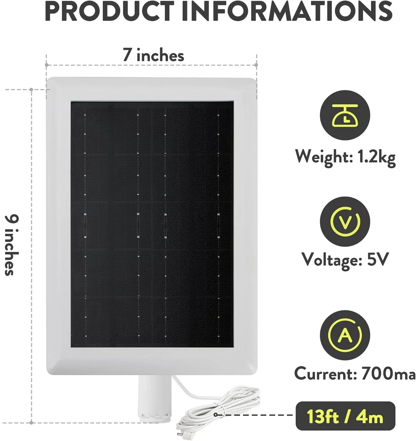 Ring Solar Panel(2nd Generation), 5W Ring Solar Panel Charger with 2Pack White
