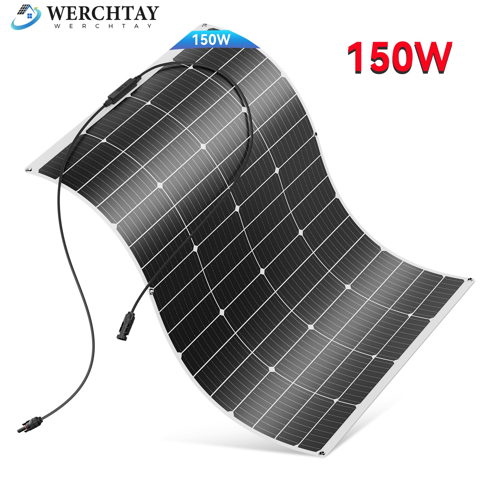 130W 12V Flexible Portable Solar Panel RV camping Rooftop Car Boat Home Camping